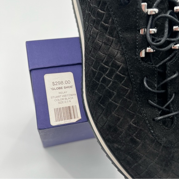 NWT Stuart Weitzman Relay Quilted Suede Sneakers Black Globe Shoes 8.5 N - Picture 6 of 10